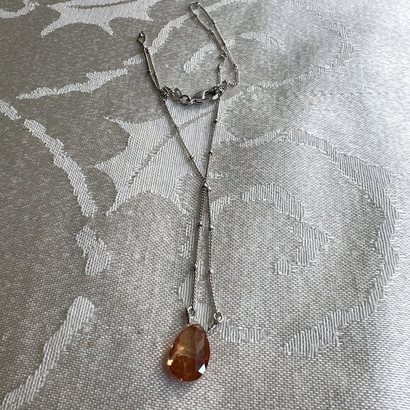 Avon Orange Crystal Drop Necklace 16”. - Picture 6 of 6